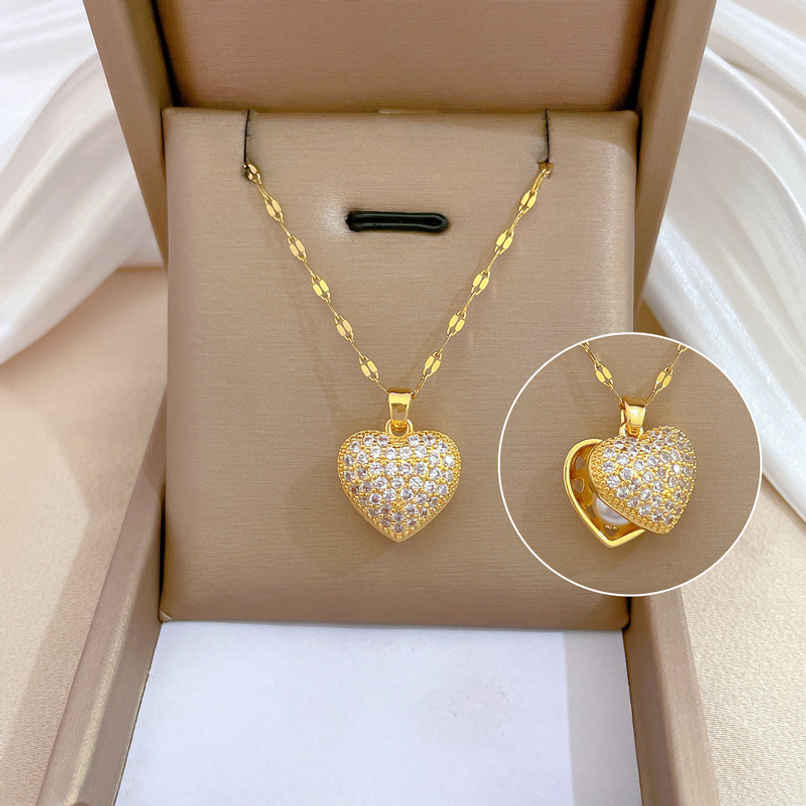 Beautynx Radiant Heart & Pearl Necklace | Gold | BNX-NK-0029 Beautynx Radiant Heart & Pearl Necklace | Gold | BNX-NK-0029