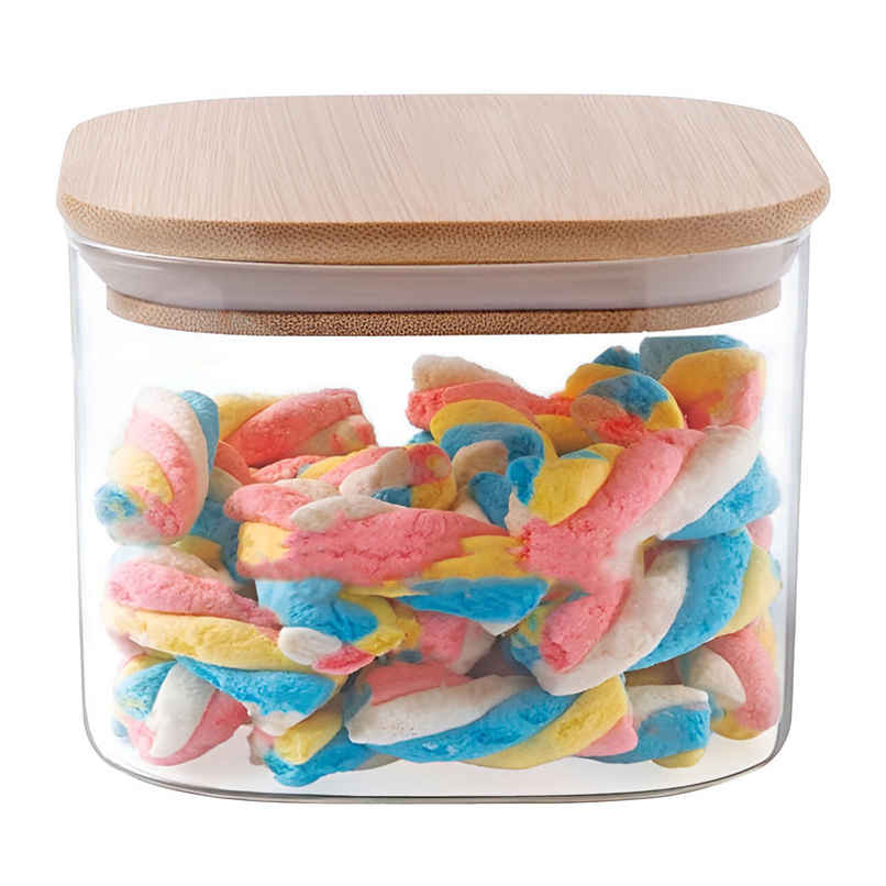 Allo Glass Jar With Wooden Lid | Square | 300 ml