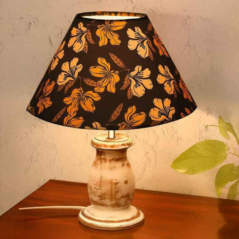 Homesake White-Wash Iris Cone Table Lamp | Mid-Century Farmhouse Bedside & Living Room Lamp Homesake White-Wash Iris Cone Table Lamp | Mid-Century Farmhouse Bedside & Living Room Lamp