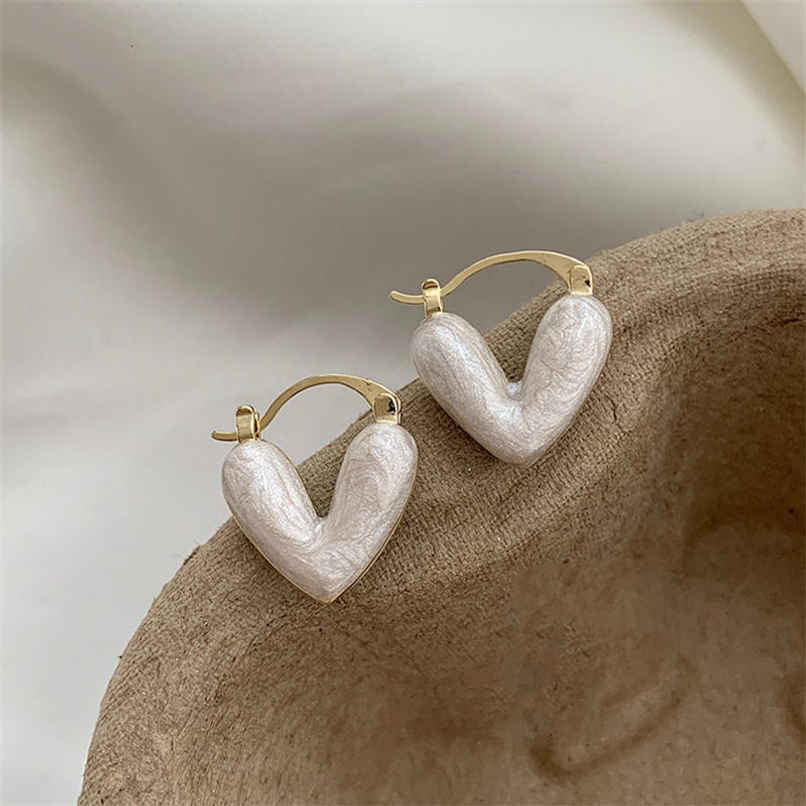 Beautynx White Heart Hoop Earrings | BNX-EAR-0049 - White