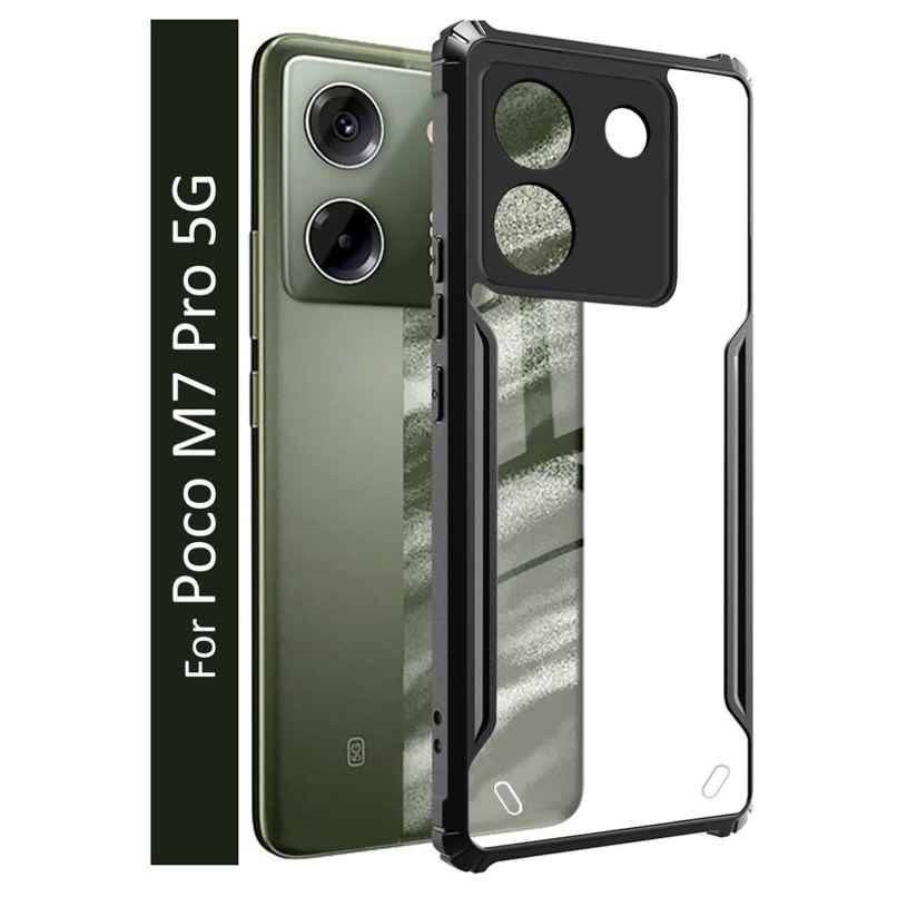 Kwine Case Poco M7 Pro 5G Back Cover - Black Bordered Transparent Case