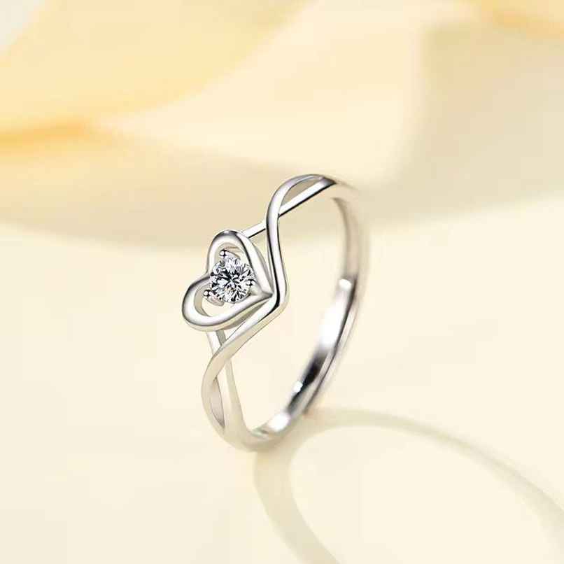 The Opal Factory | Valentines Day Heart Sliver Flexible Size Ring