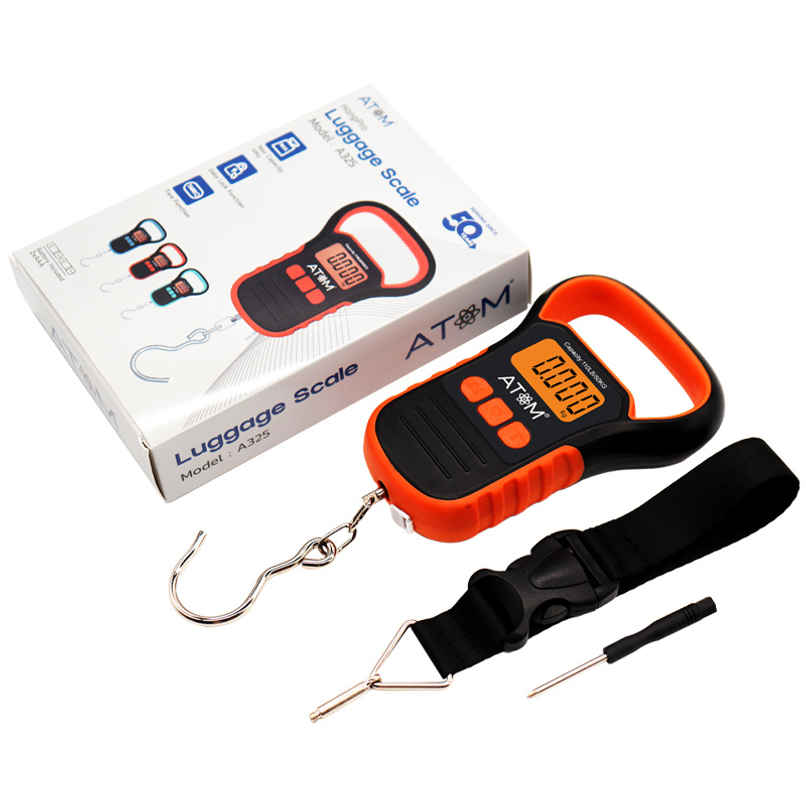 ATOM Aliston A 325 Digital Hanging Scale With Capacity 50 kg | Stainless Steel Hook For Luggage ATOM Aliston A 325 Digital Hanging Scale With Capacity 50 kg | Stainless Steel Hook For Luggage