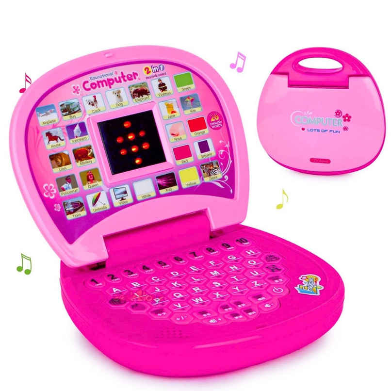Fablue Educational Learning Laptop Toy for Kids - LED Display | Sound Learning Toy For Kids - Pink