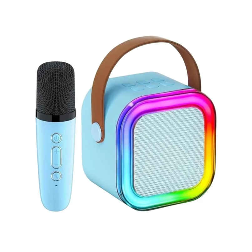 Fablue Mini Karaoke Speaker with Mic Wireless Portable Bluetooth Speaker For Kids Blue Color