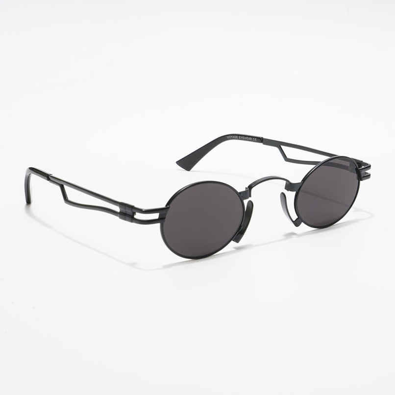 Voyage Unisex Geometric Metal Round Sunglasses | Black - One Size