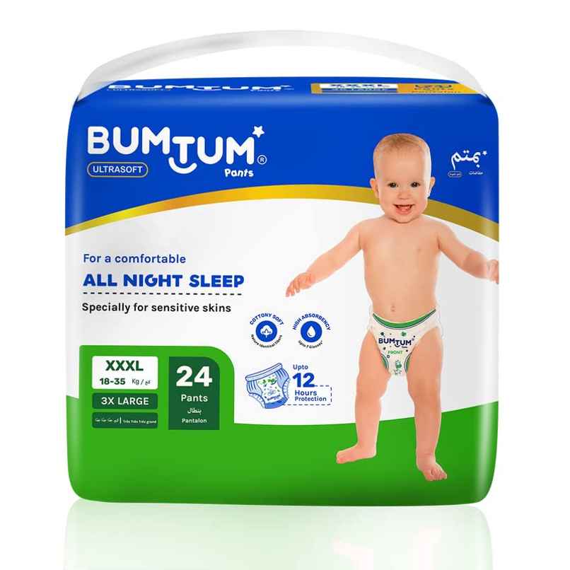 Bumtum Baby Diaper Pants, Double Layer Leakage Protection (Xxxl 24 Count)
