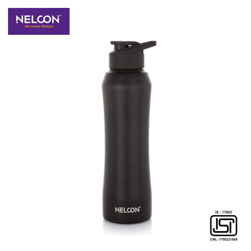 Nelcon Stainless Steel Elito Sipper Sports Water Bottle | Black | 1 L