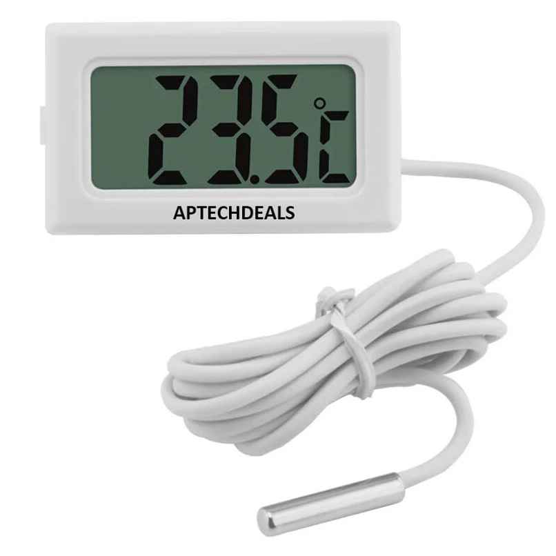 Aptechdeals Mini Lcd Digital Thermometer Sensor Wired For Room Temperaure/Fridges