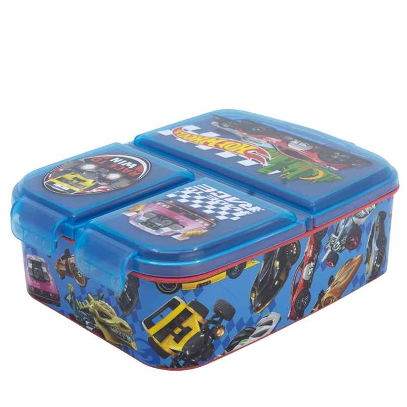 Striders Multi Compartment Rectangular Sandwich Box Hotwheels Blue Fire | XL Striders Multi Compartment Rectangular Sandwich Box Hotwheels Blue Fire | XL