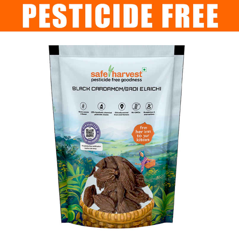 Safe Harvest Pesticide-Free Black Cardamom | Badi Elaichi Safe Harvest Pesticide-Free Black Cardamom | Badi Elaichi