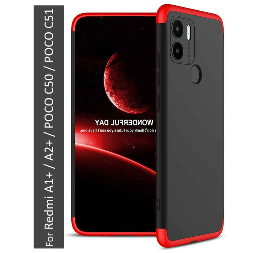 Kwine Case Redmi A1 Plus / A2 Plus / Poco C50 / Poco C51 Back Cover - 360 Degree Case - Red Color