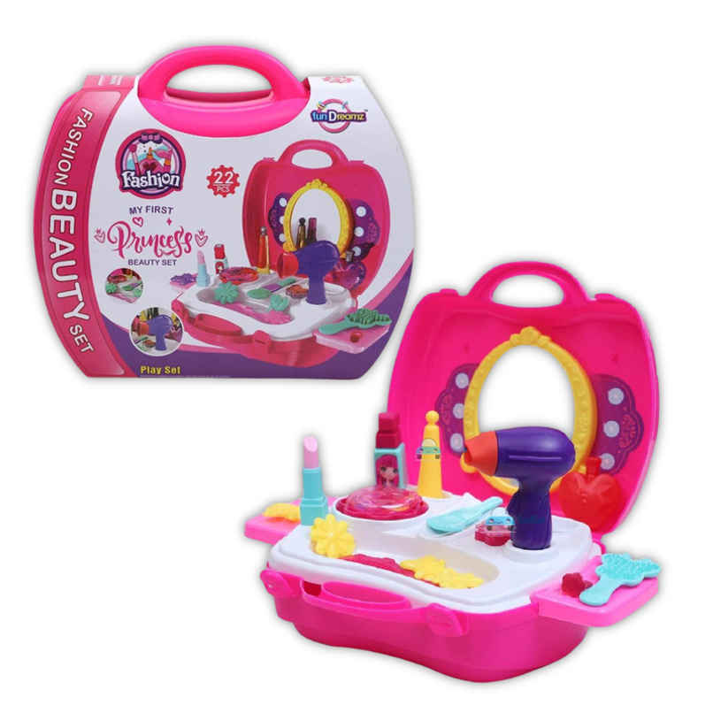 Fablue Fashion Pretend Play Makeup Kit For Kids - Princess Beauty Cosmetic Toy Set
