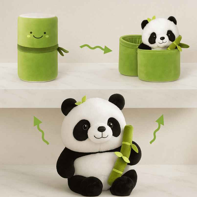 Fablue Stuffed Bamboo Panda Plush Toy | White & Black Panda with Green Bag | Gift for Boys & Girls Fablue Stuffed Bamboo Panda Plush Toy | White & Black Panda with Green Bag | Gift for Boys & Girls