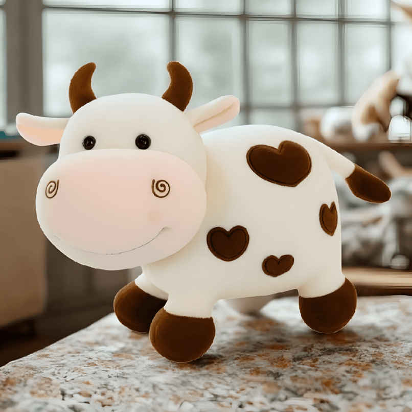 Fablue Cute Baby Cow Stuffed Toy For Kids - Soft Stuffed Animal Toy | White