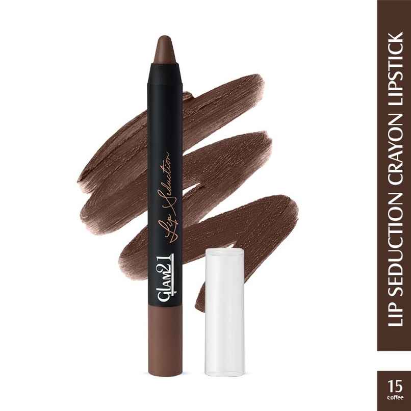 Glam21 Lip Seduction Non- Transfer Crayon Lipstick Creamy Matte Formula | Coffee | 15