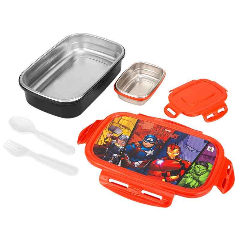 Striders Avengers Single Compartment Lunch Box With Cutlerys Multicolor | 310 ml Striders Avengers Single Compartment Lunch Box With Cutlerys Multicolor | 310 ml