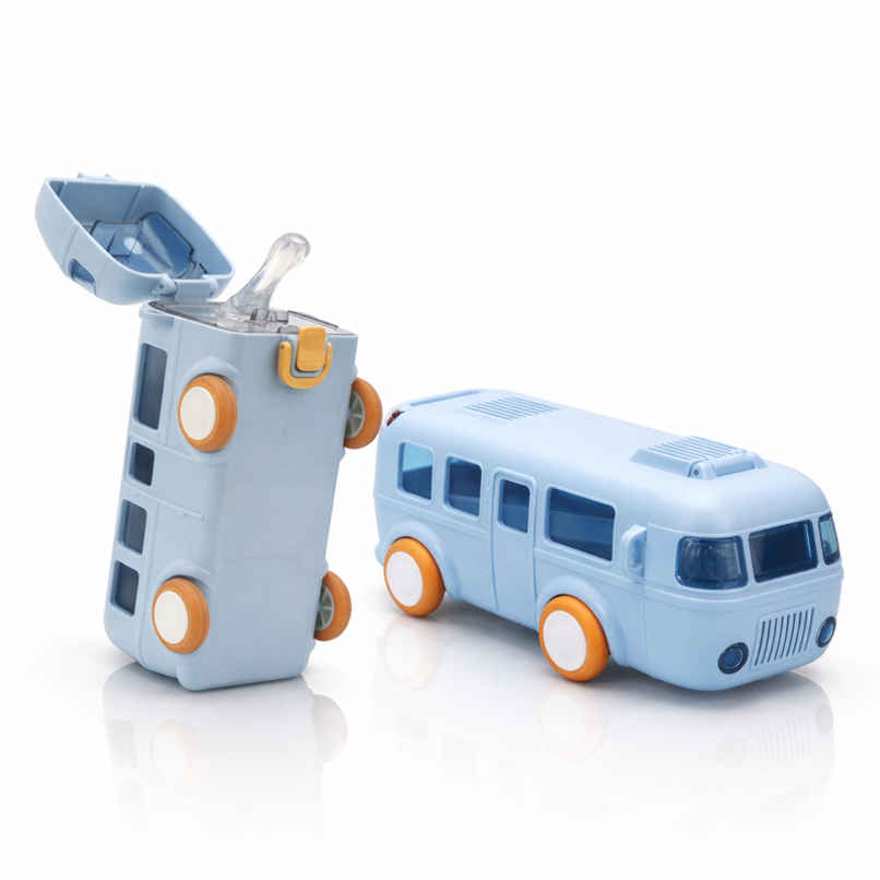 DesignLand School Bus Pink Sipper Water Bottle | Blue | 500 ml