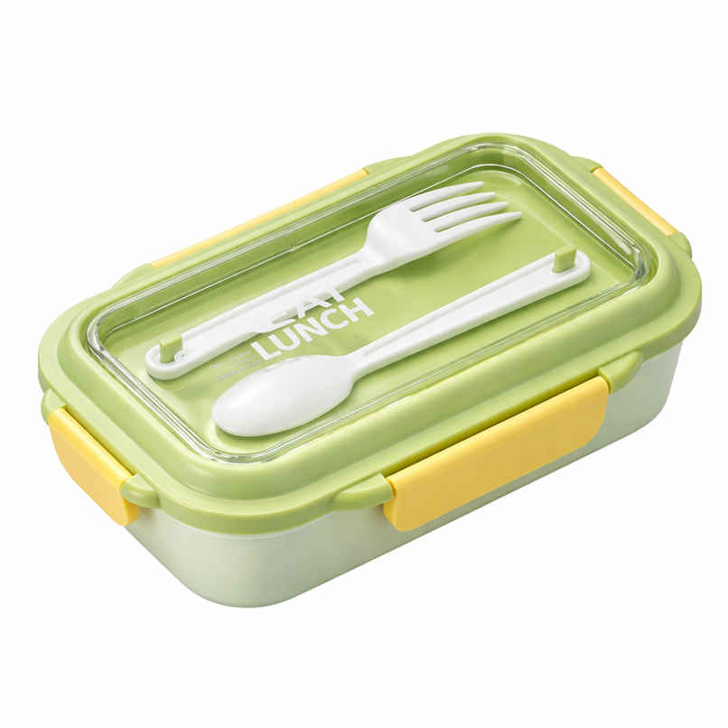 DesignLand Leak Proof 2 Compartment Tiffin Box with Spoon and Fork | Green DesignLand Leak Proof 2 Compartment Tiffin Box with Spoon and Fork | Green