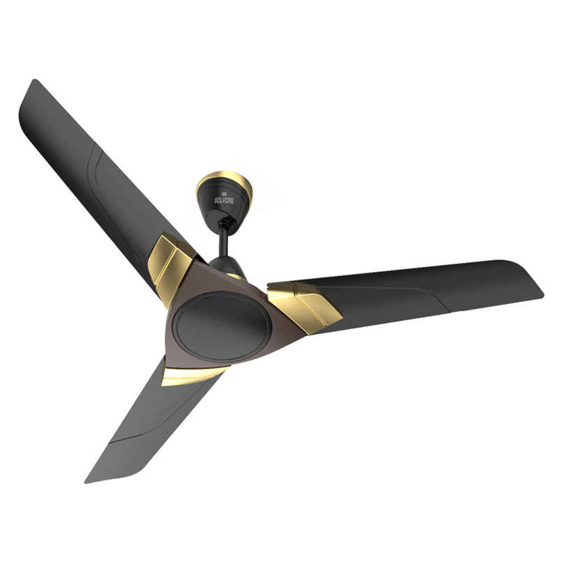 Polycab Aereo Plus Ceiling Fan,1200mm,100% Copper,Rust-Proof Blades,Matt Black Choclate Gold