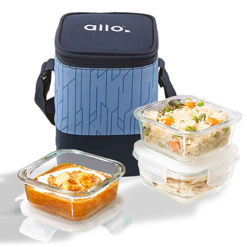 Allo Glass Lunch Box Set with Bag | 320 ml