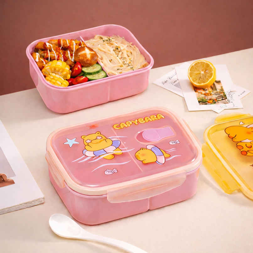 DesignLand Capybara Bento Lunch Box with Compartments | Pink DesignLand Capybara Bento Lunch Box with Compartments | Pink