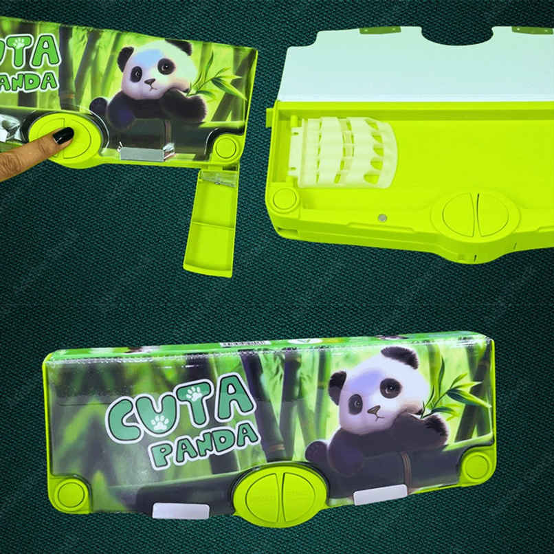 Fablue Multi-Functional Panda Pencil Box | Green