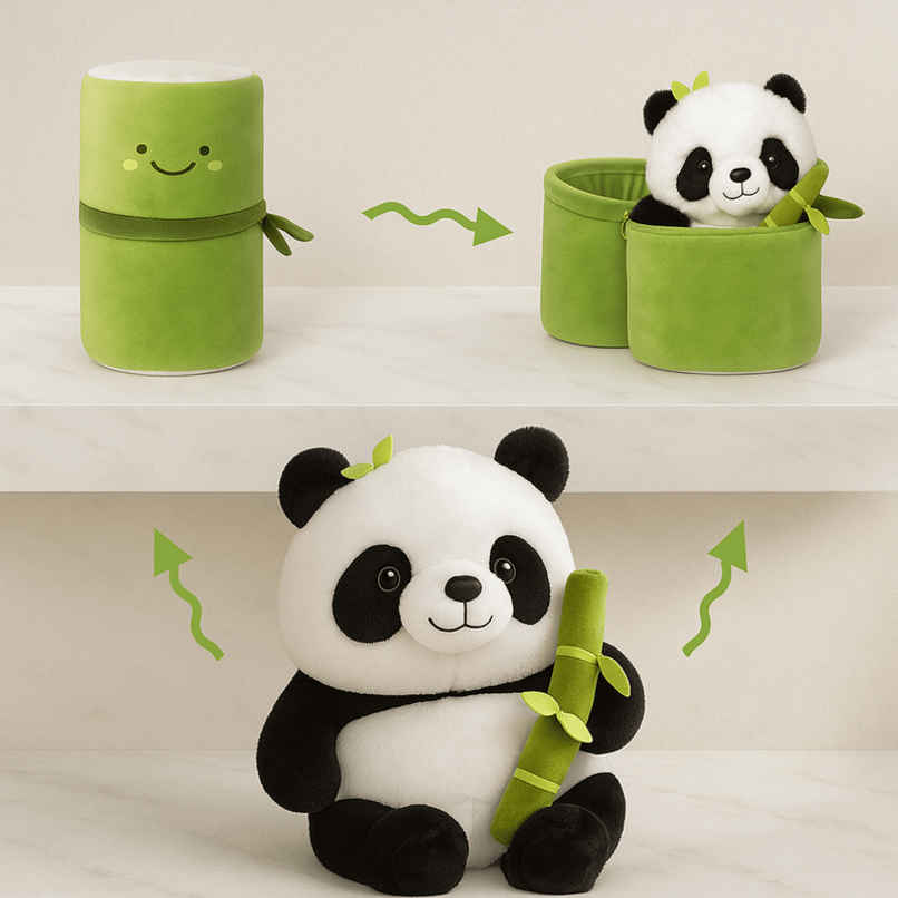 Fablue Stuffed Bamboo Panda Plush Toy | White & Black Panda with Green Bag | Gift for Boys & Girls