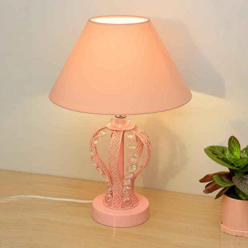 Homesake Modern Pink Cone Crystal Table Lamp | Round Globe | Bedside & Living Room Homesake Modern Pink Cone Crystal Table Lamp | Round Globe | Bedside & Living Room