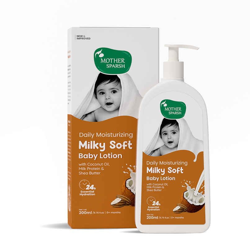 Mother Sparsh Milky Soft Baby Lotion With Milk Protein Coconut Oil & Shea Butter Mother Sparsh Milky Soft Baby Lotion With Milk Protein Coconut Oil & Shea Butter
