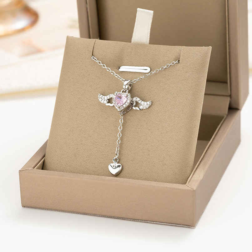 Beautynx Seraphic Heart Lariat Necklace | Silver | BNX-NK-0039 Beautynx Seraphic Heart Lariat Necklace | Silver | BNX-NK-0039