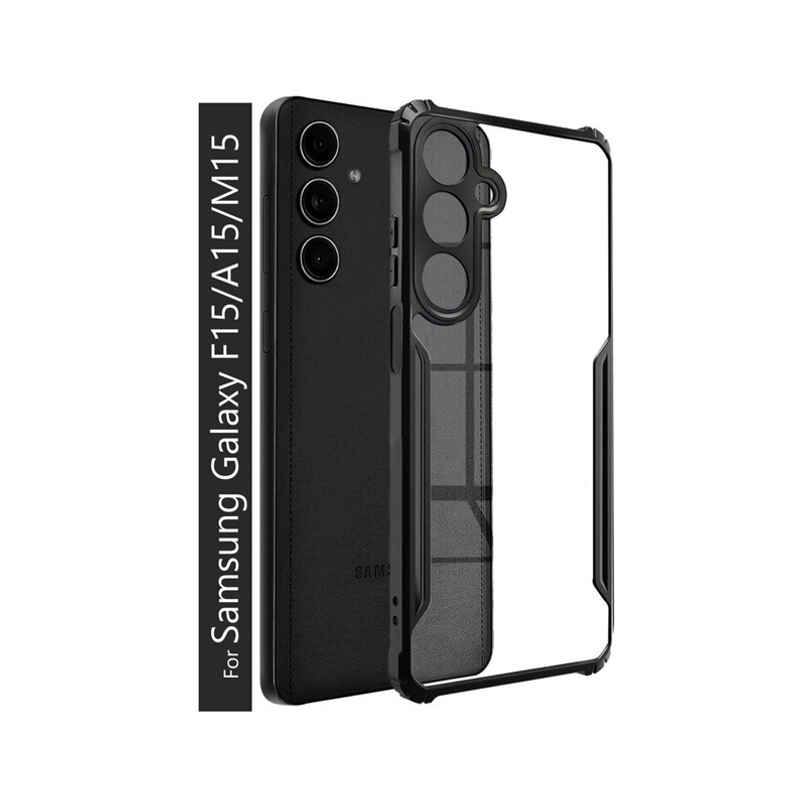 Kwine Case Samsung Galaxy F15 / A15 / M15 Back Cover - Black Bordered Transparent Case Kwine Case Samsung Galaxy F15 / A15 / M15 Back Cover - Black Bordered Transparent Case
