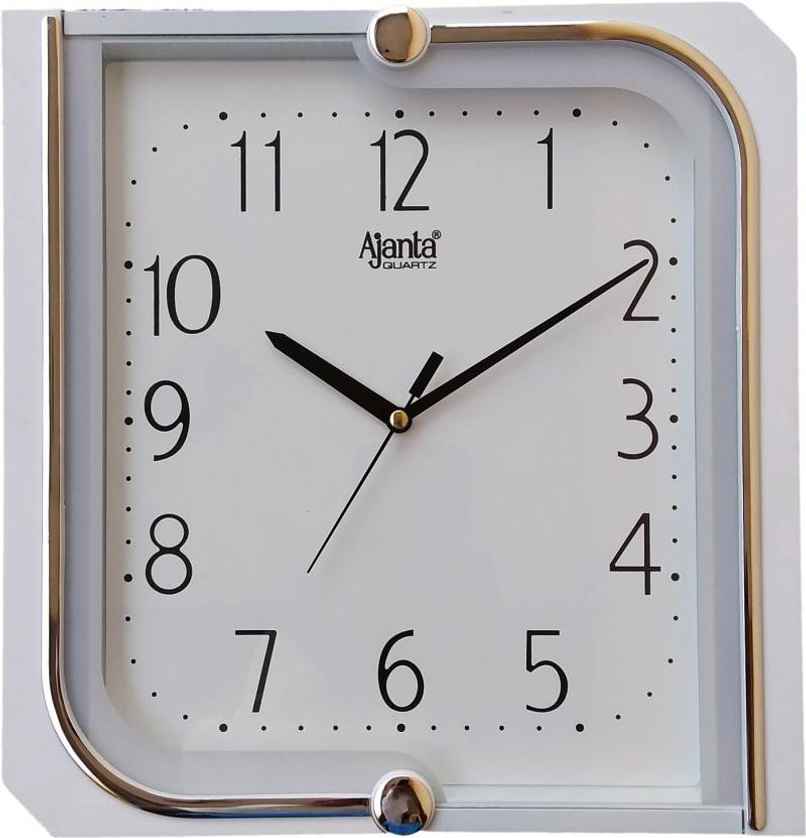 Ajanta Analog 27 cm x 26 cm Wall Clock | White | With Glass | Standard Ajanta Analog 27 cm x 26 cm Wall Clock | White | With Glass | Standard