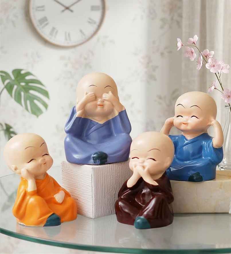 Casacraft Pepperfry Figurine Set | Cute Little Baby Monk Buddha Statue Multicolor Cute Mini Idol Casacraft Pepperfry Figurine Set | Cute Little Baby Monk Buddha Statue Multicolor Cute Mini Idol