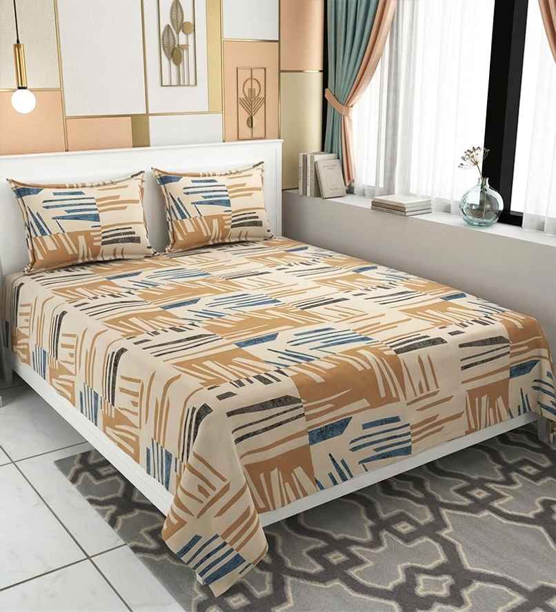 Casacraft by Pepperfry Yellow Abstract 180 TC Microfiber Double Bedsheet | With 2 Pillow Covers Casacraft by Pepperfry Yellow Abstract 180 TC Microfiber Double Bedsheet | With 2 Pillow Covers