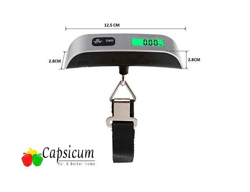 Capsicum Digital Luggage Scale | Portable Electronic Weighing Scale | 50 kg Capacity for Travel & Home