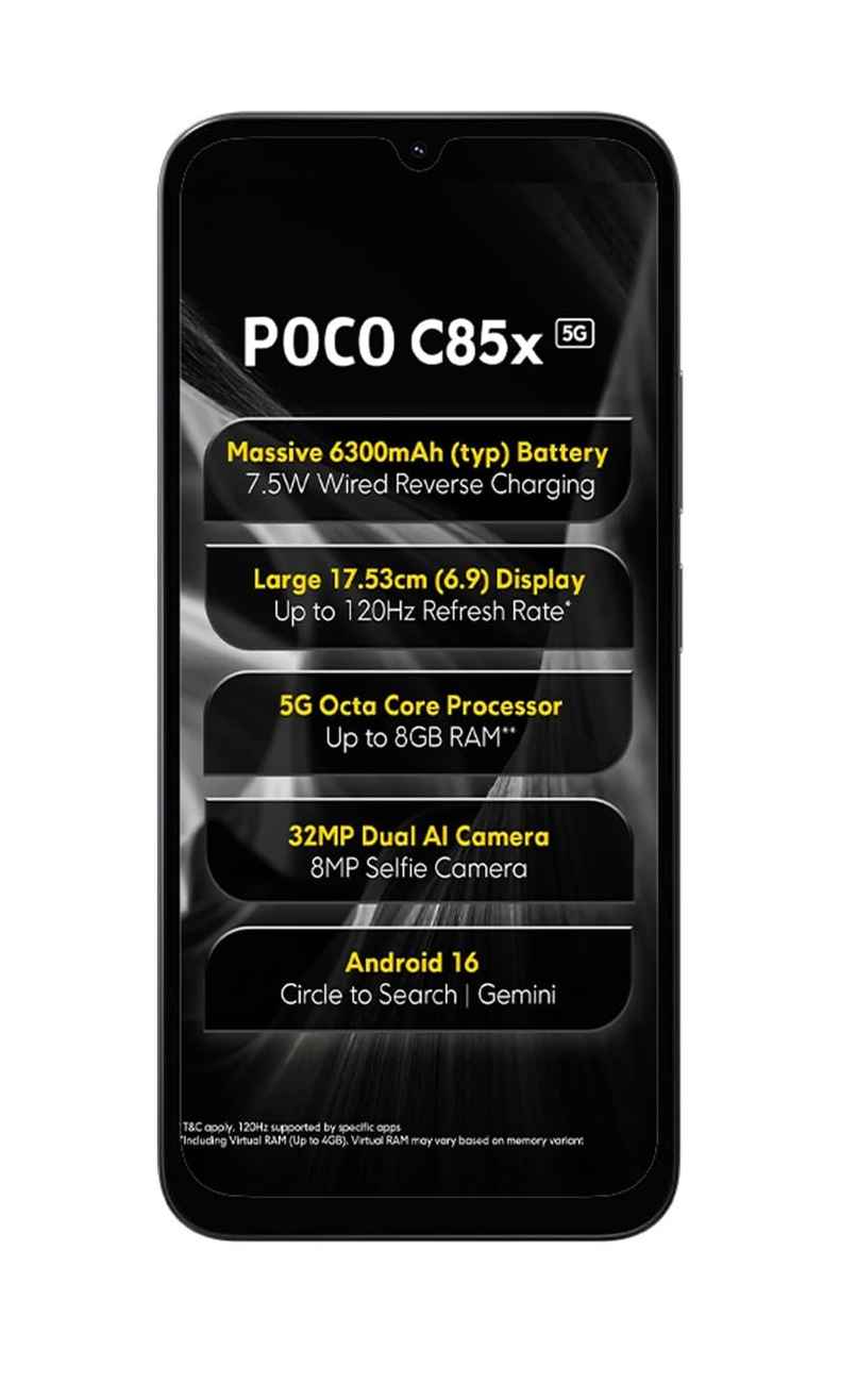 C85X 5G | 4 GB RAM | 64 GB Storage | 6.9 inch Display | 5G | Black C85X 5G | 4 GB RAM | 64 GB Storage | 6.9 inch Display | 5G | Black