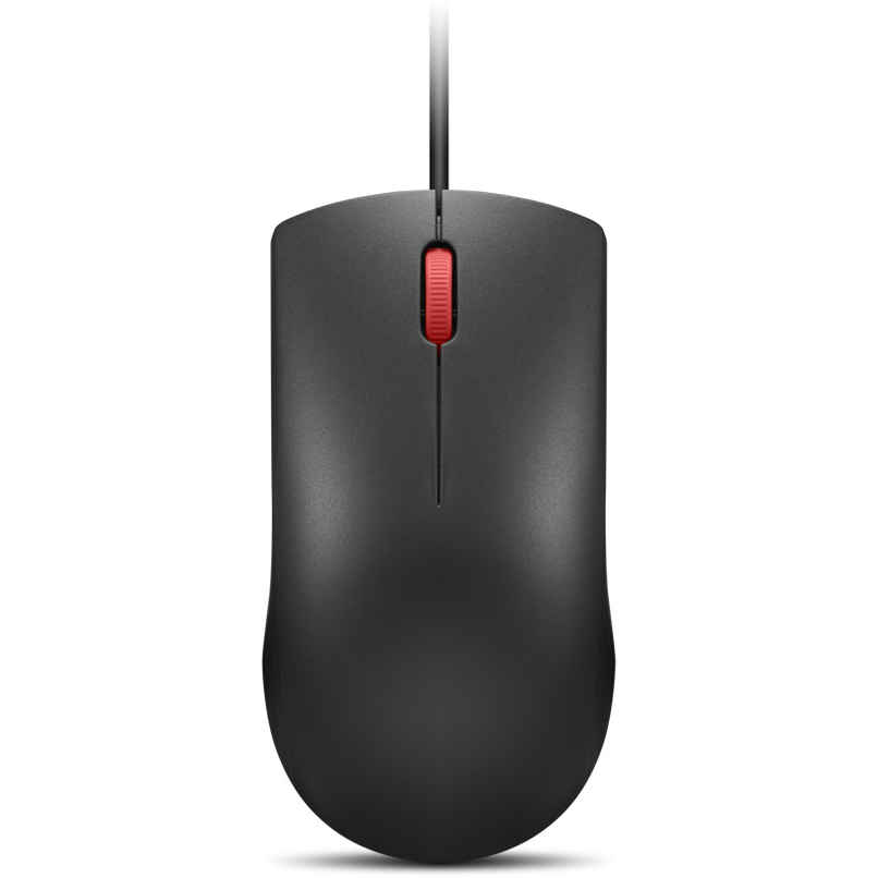 Lenovo 120 Wired Plug & Play USB Mouse, High Resolution 1600 DPI Optical Sensor, 3-Button Design with clickable Scroll Wheel, Ambidextrous, Ergonomic Mouse for Comfortable All-Day Grip (GY51L52636)