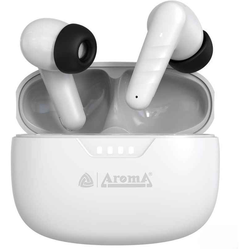 Aroma NB138 Ascrow - 70 Hours Playback | TWS | ANC with 32dB Noise Cancellation | White