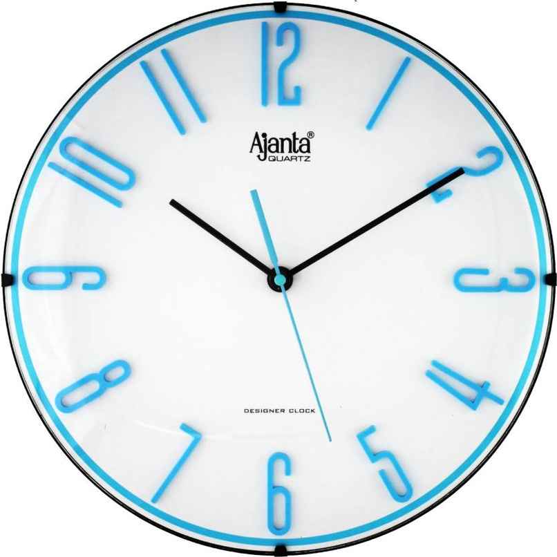 Ajanta Analog 30 cm x 30 cm Wall Clock | Blue | With Glass | Standard Ajanta Analog 30 cm x 30 cm Wall Clock | Blue | With Glass | Standard