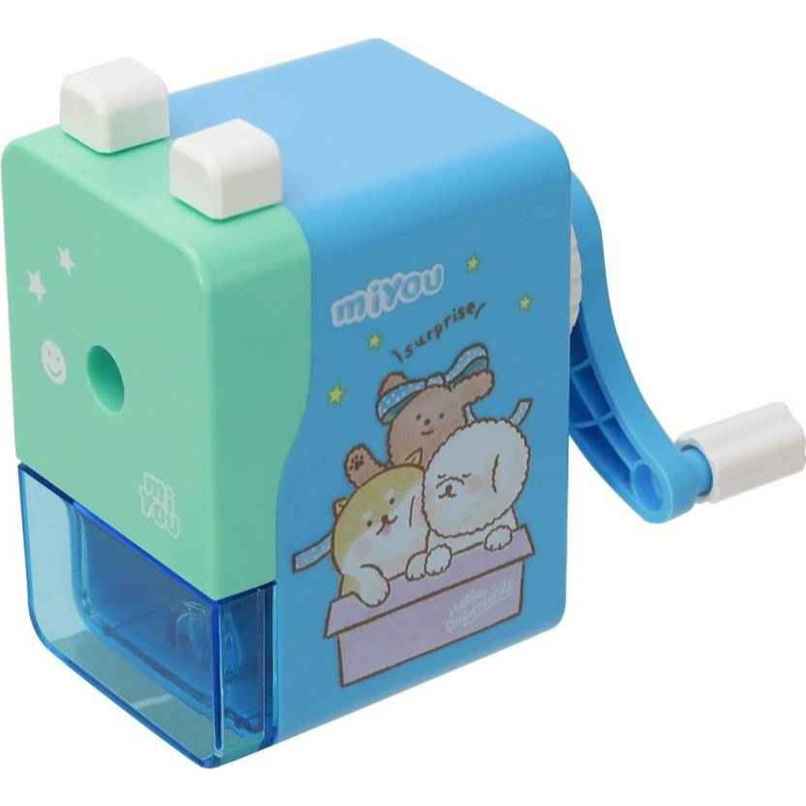 Deli Rotary Pencil Sharpener, Steel Blade, Blue or Pink Body Color