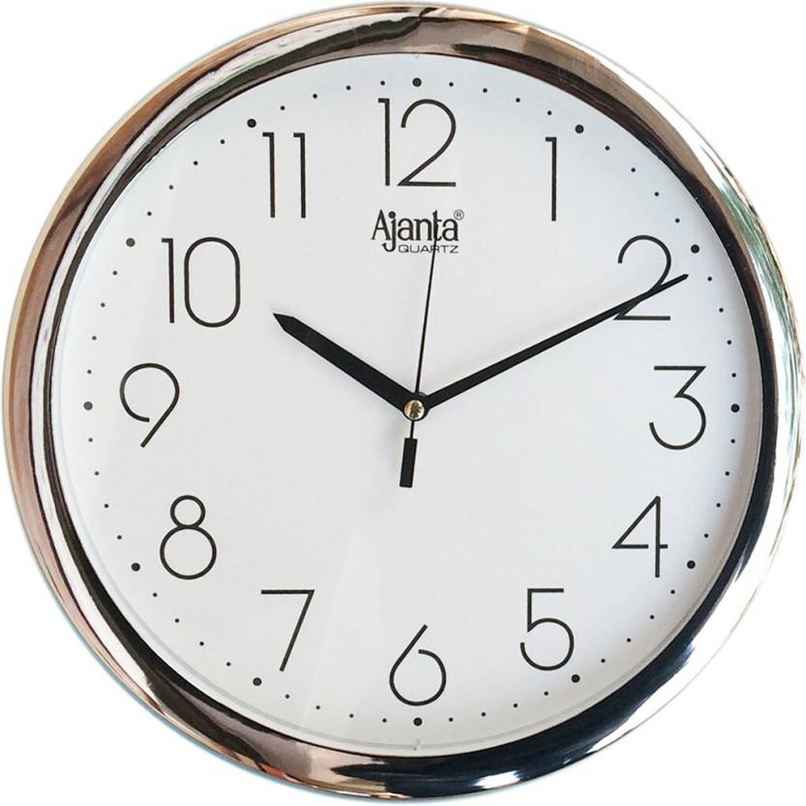 Ajanta Analog 26 cm x 26 cm Wall Clock | White | With Glass | Standard