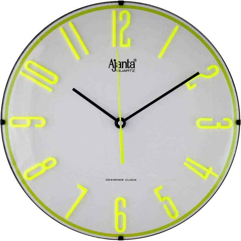 Ajanta Analog 30 cm x 30 cm Wall Clock | Green | With Glass | Standard