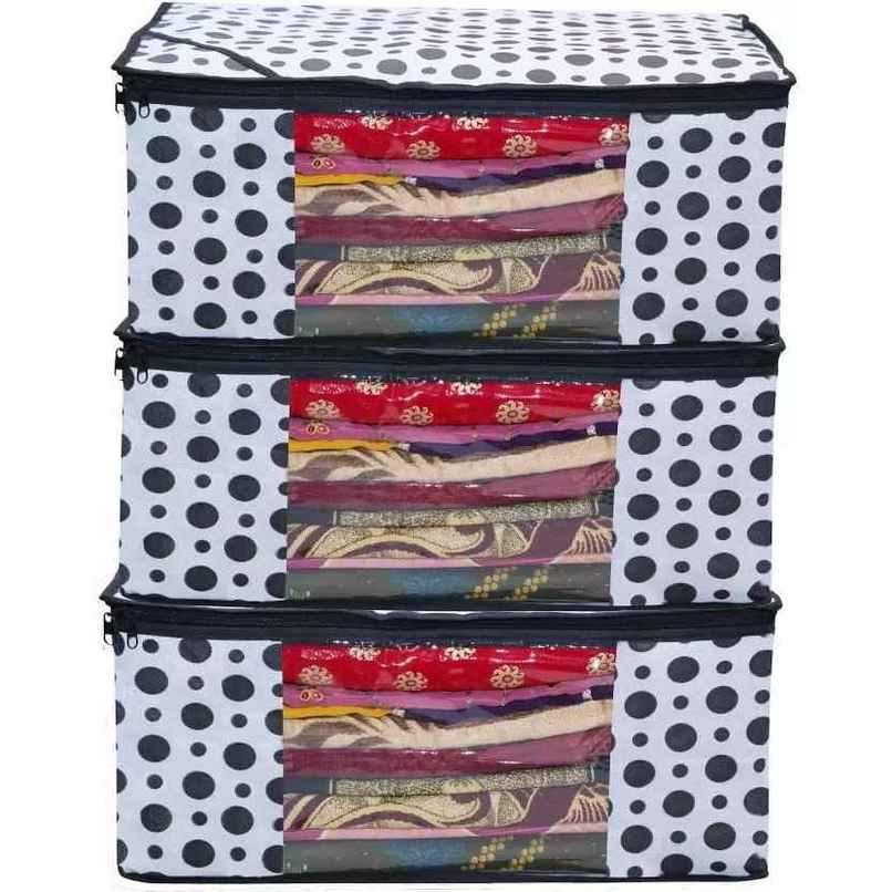 Perpetual Saree Organizer - Foldable Cover with Zip | Transparent Window | PolkaDot | Pack of 2 Perpetual Saree Organizer - Foldable Cover with Zip | Transparent Window | PolkaDot | Pack of 2