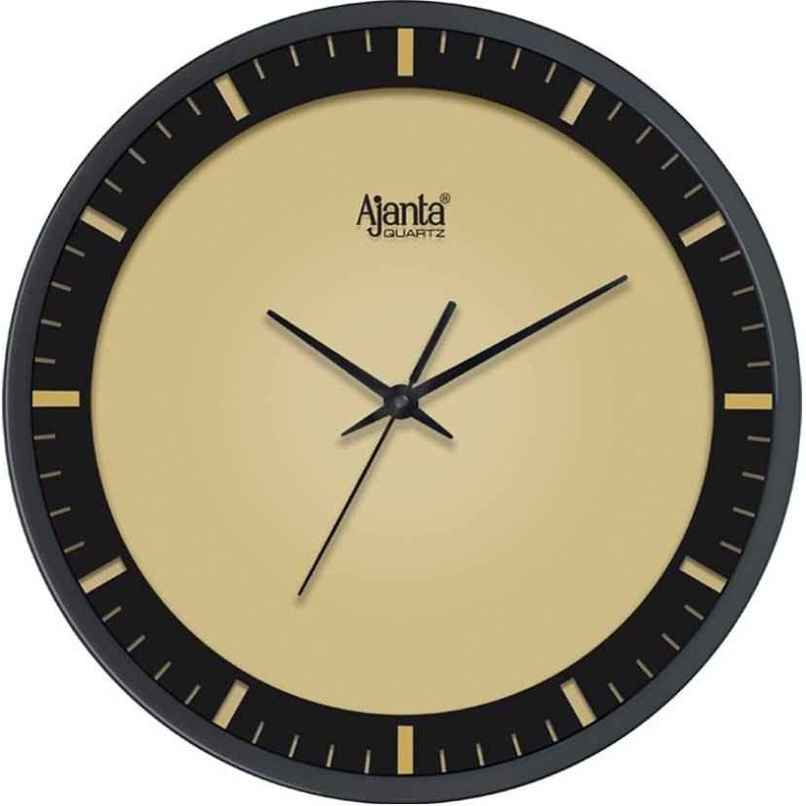 Ajanta Analog 30 cm x 29 cm Wall Clock | Gold | With Glass | Standard
