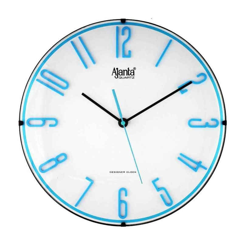 Ajanta Analog 30 cm x 30 cm Wall Clock | Blue | With Glass | Standard