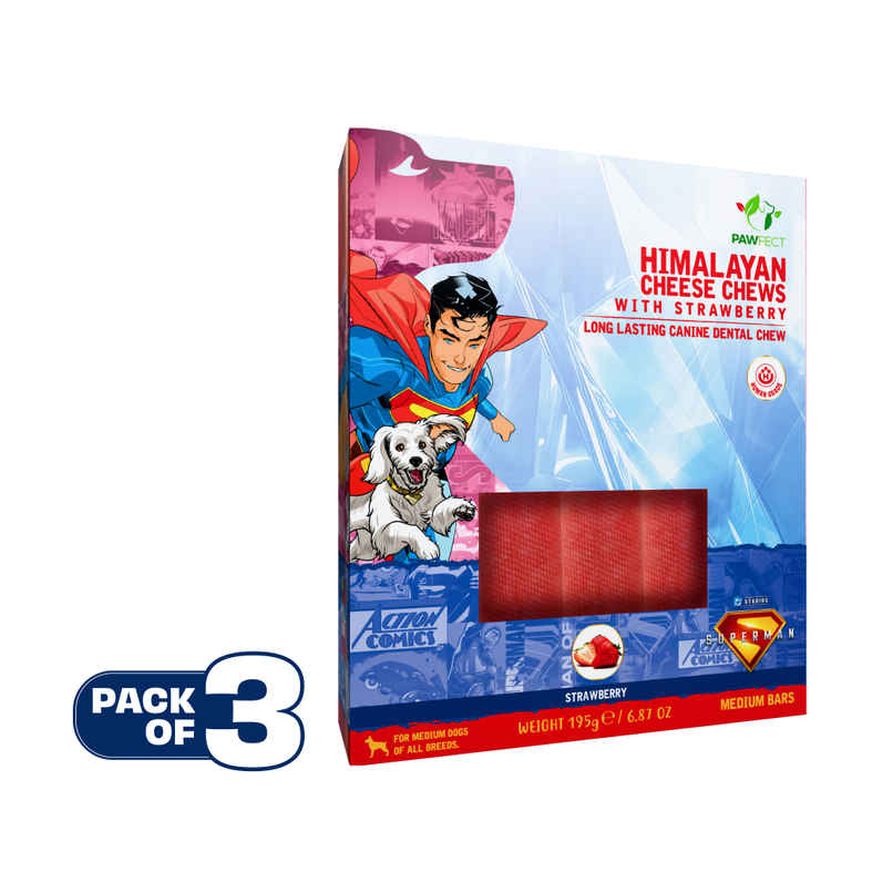 Pawfect Himalayan Cheese Chews with Strawberry for Medium Dogs - Cleans Teeth