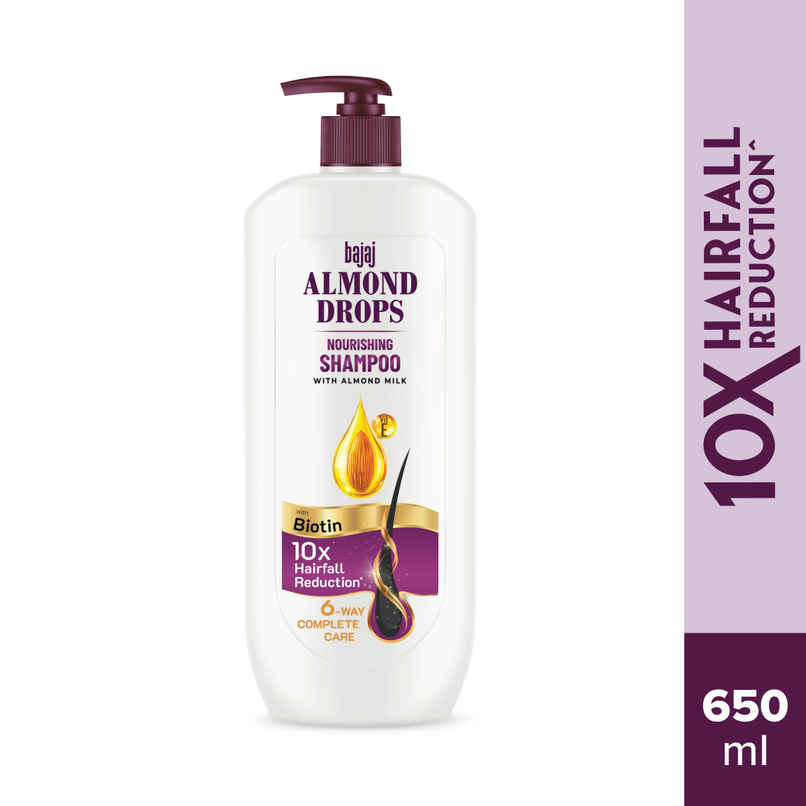 Bajaj Almond Drops Nourishing Shampoo with Almond Milk, Vitamin E & Biotin | For Soft, Shiny Hair Bajaj Almond Drops Nourishing Shampoo with Almond Milk, Vitamin E & Biotin | For Soft, Shiny Hair