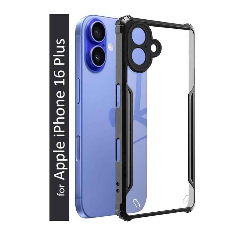 Kwine Case Apple iPhone 16 Plus Back Cover - Black Bordered Transparent Case Kwine Case Apple iPhone 16 Plus Back Cover - Black Bordered Transparent Case