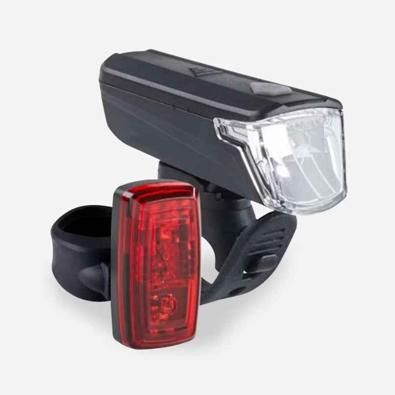 Decathlon Front And Back With Battery Cycling Light Set | Black & Red Decathlon Front And Back With Battery Cycling Light Set | Black & Red
